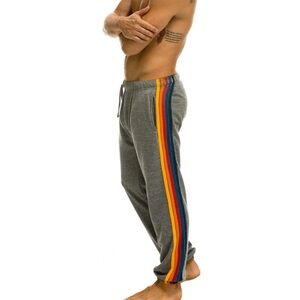 Aviator Nation Gray Joggers with Rainbow Stripe